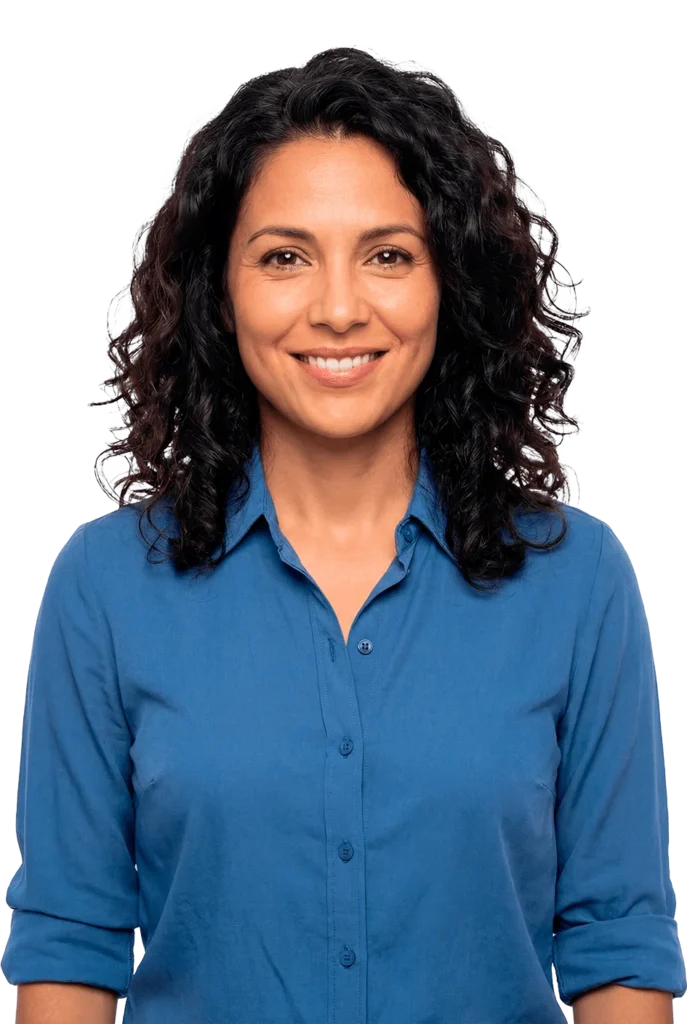 Middle aged woman smiling at the camera